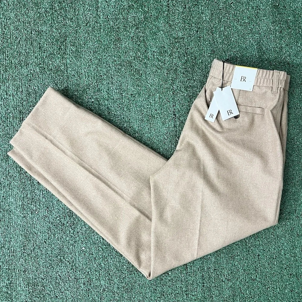 Banana Republic Elastic Waist Pants Mens 32 Camel Tan Wool Alfa Fi Italy New